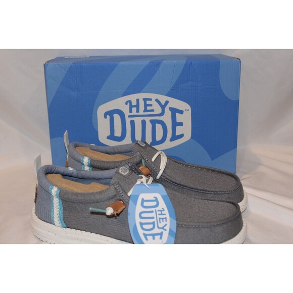 Hey Dude Men\'s Wally Summer Craft Linen Shoes‎ Monument Gray Blue NIB main image 4